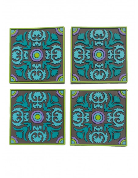 Set of 4 Silicone Coasters - Nassij design - 9x9cm