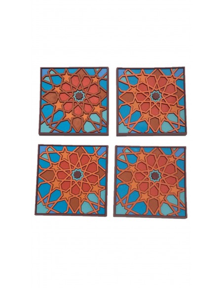 Set of 4 Silicone Coasters - Moucharabieh M3 design - 9x9cm
