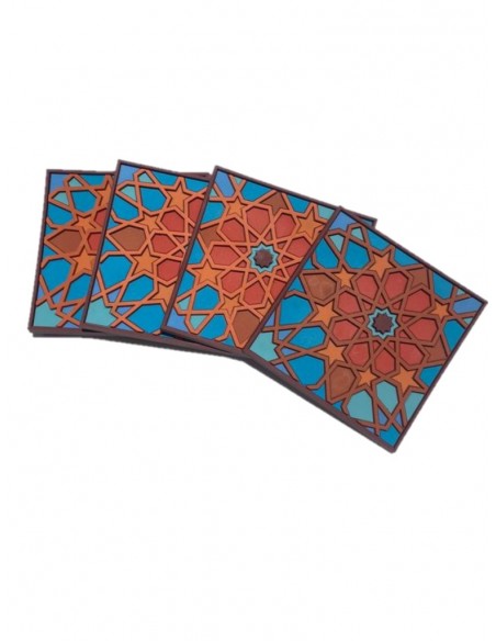 Set of 4 Silicone Coasters - Moucharabieh M3 design - 9x9cm