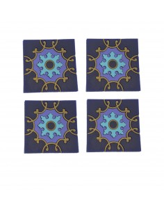 Set of 4 Silicone Coasters - Zafaf Blue Bird Flower... 2