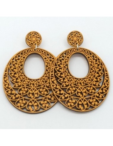 Wooden macramé design stud dangle...