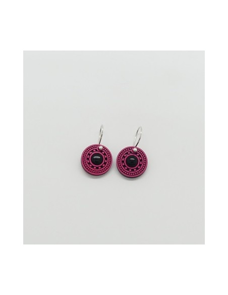 Pendiente gancho corto y azabache - Camelia