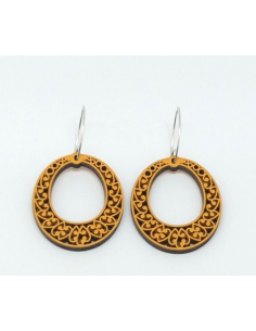 Wooden macramé design oval dangle hook earrings - The Al...