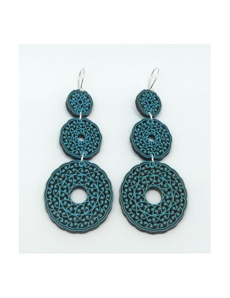Wooden macramé design dangle hook earrings - The Al Ándalus Collection