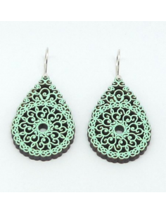 Wooden macramé design dangle hook earrings - The Al...