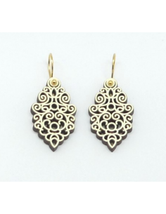 Wooden macramé design dangle hook closure earrings - The...