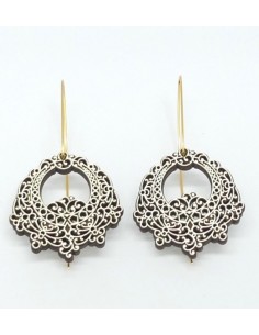 Wooden macramé design dangle oval hook earrings - The...
