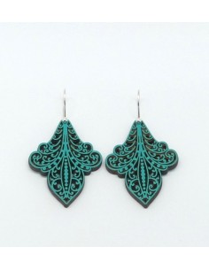 Wooden macramé design dangle hook earrings - The Lusos...