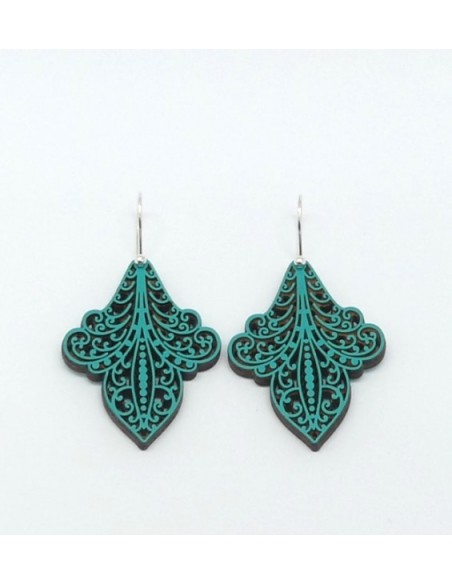 Wooden macramé design dangle hook earrings - The Lusos Collection