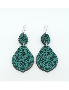 Wooden macramé design dangle hook earrings - The Lusos...