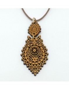 Wooden flower design pendant necklace - The Lusos Collection