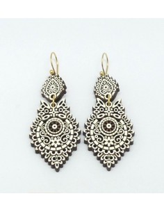 Wooden macramé design dangle hook earrings - The Lusos...