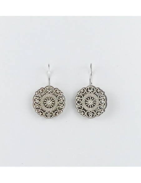 Wooden macramé design dangle hook earrings - The Filigrana Collection