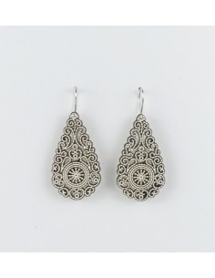 Wooden macramé design dangle hook earrings - The...