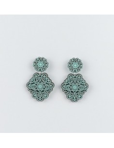 Wooden macramé design stud dangle earrings - The...