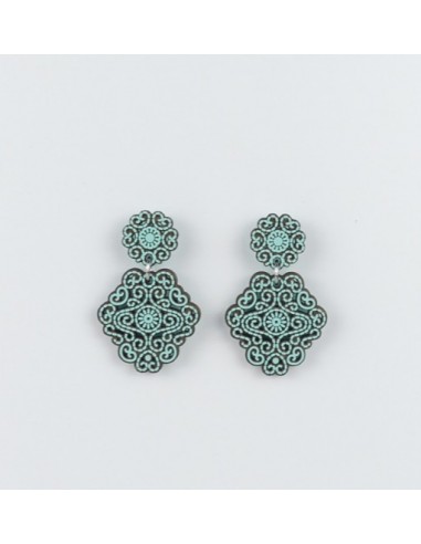 Wooden macramé design stud dangle...