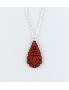 Wooden watermark design pendant necklace - The Camelia...