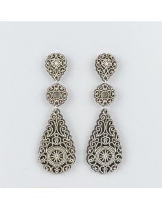 Wooden macramé design stud dangle earrings - The...