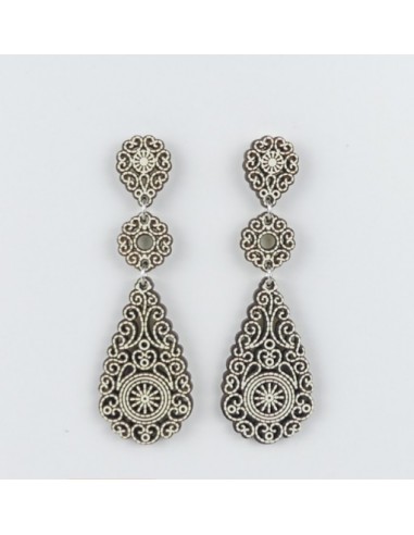 Wooden macramé design stud dangle...