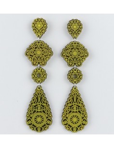 Wooden macramé design stud dangle earrings - The...