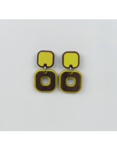 Wooden vintage design stud dangle earrings - The 70´s...