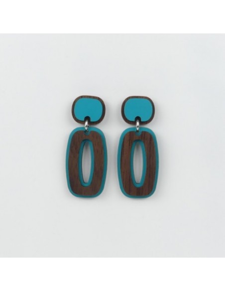 Wooden vintage design stud dangle earrings - The 70´s Collection
