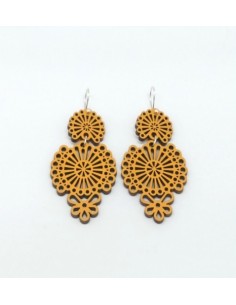 Wooden owl macramé design hook closure earrings - The...