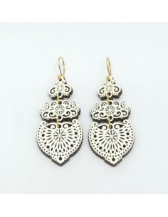 Wooden toad macramé design dangle hook earrings - The...