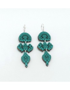 Wooden Santiago macramé design stud earrings - The...