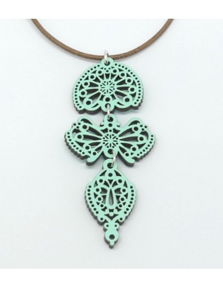 Wooden Santiago design pendant necklace - The Traditional Collection