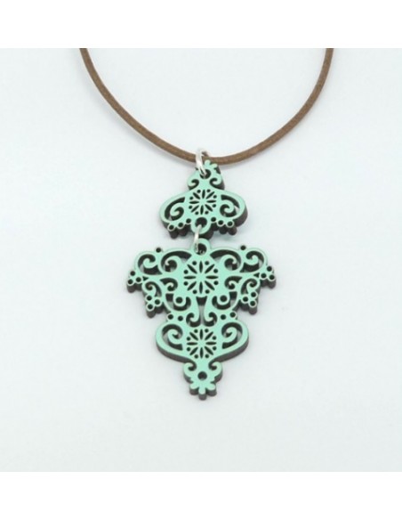 Wooden symmetrical design pendant necklace - The Traditional Collection