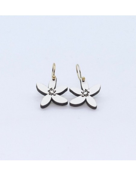 Wooden macramé design dangle hook earrings - The Garden of Azahar Collection