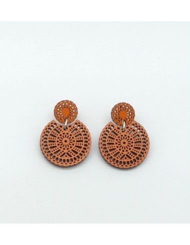 Wooden macramé design stud dangle...