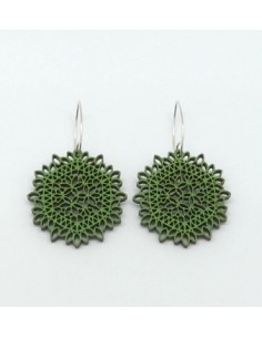 Wooden macramé design dangle oval hook earrings - The...