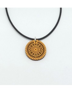 Colgante Madera con cordón de cuero - Guipur