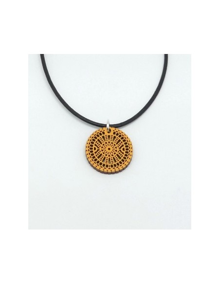 Colgante Madera con cordón de cuero - Guipur