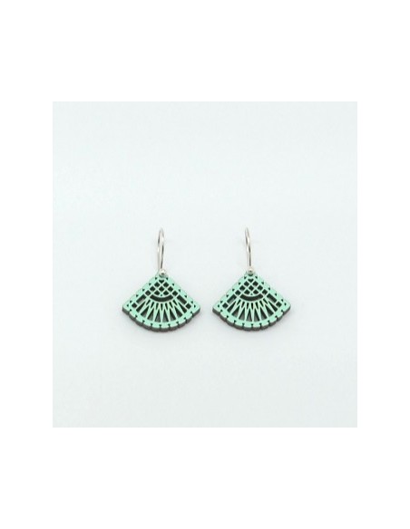 Wooden macramé design dangle hook earrings - The Guipur Collection