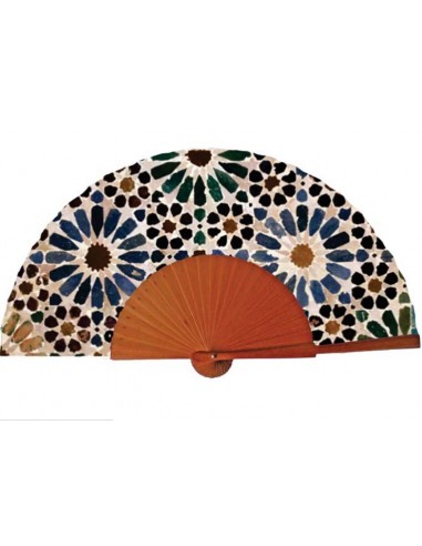 Abanico Mosaico Alhambra - algodón y madera