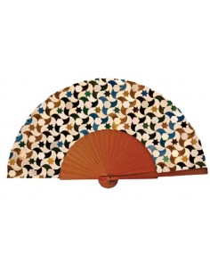 Abanico Mosaico Alhambra - algodón y madera