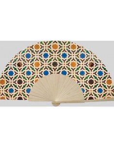 Abanico Mosaico Alhambra - Algodón y Madera