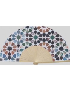 Abanico Mosaico Alhambra - Algodón y Madera