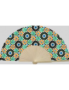 Abanico Mosaico Alhambra - Algodón y Madera