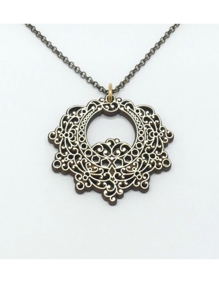 Wooden Catalán design pendant necklace - The Lusos Collection