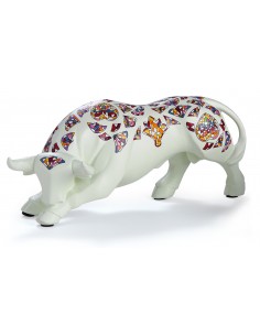 Small bull figurine with horns - White with decal - NADAL