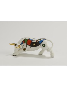 Small bull figurine with metallic horns - White with...