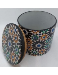 Large cylindrical Taracea design wooden jar - The Mosaics... 2