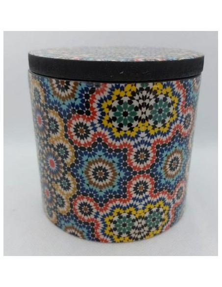 Large cylindrical Taracea design wooden jar - The Mosaics of the Alhambra