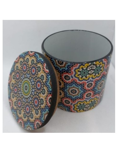 Large cylindrical Taracea design wooden jar - The Mosaics of the Alhambra