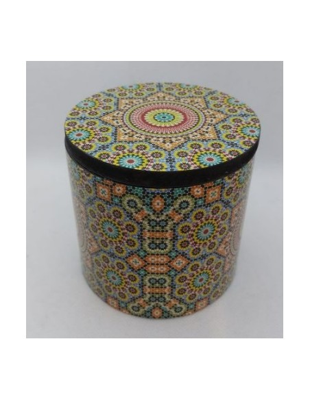 Large cylindrical Taracea design wooden jar - The Mosaics of the Alhambra
