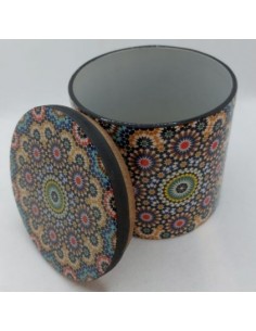 Large cylindrical Taracea design wooden jar - The Mosaics... 2